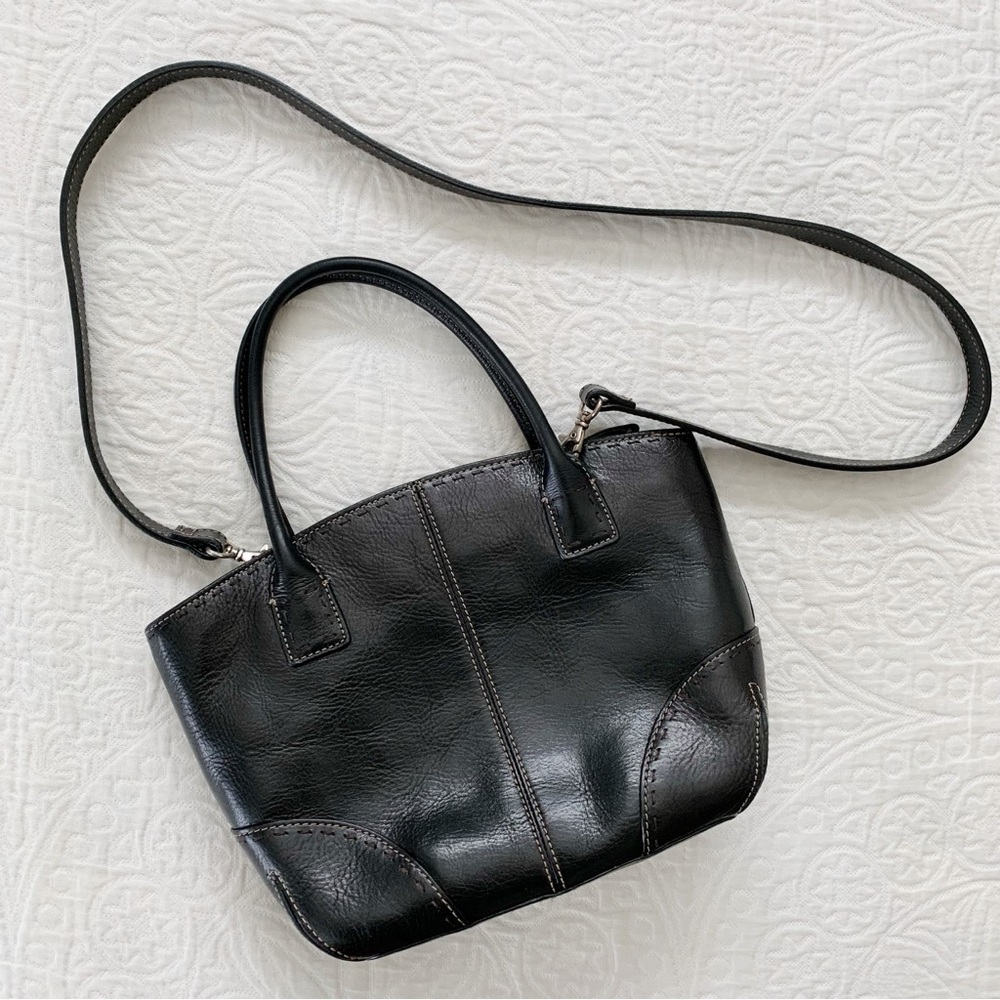 Vintage Fossil Y2K Sedona‎ Leather Satchel Bag Handbag Crossbody, Black
